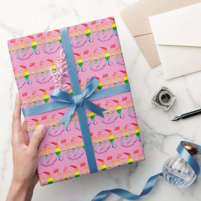 LGBTQ Pride Rainbow Cute Santa Claus Christmas Wrapping Paper (Gifting)