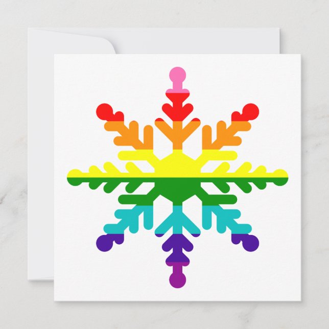 LGBTQ Pride Rainbow Flag Christmas Snowflake Holiday Card (Front)