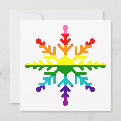 LGBTQ Pride Rainbow Flag Christmas Snowflake Holiday Card