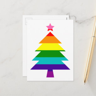 LGBTQ Pride Rainbow Flag Christmas Tree Holiday Postcard