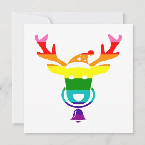 LGBTQ Pride Rainbow Flag Cute Christmas Reindeer Holiday Card