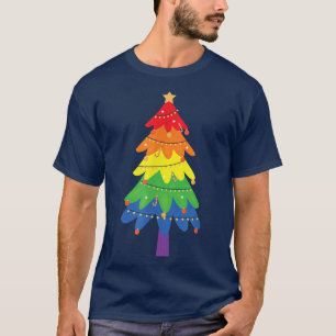 LGBTQ Pride Rainbow Flag Gay Christmas Tree Funny  T-Shirt