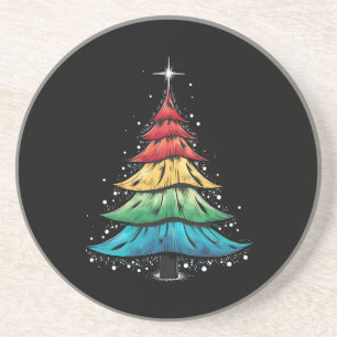 LGBTQ Pride Rainbow Flag Gay Christmas Tree Gifts Coaster