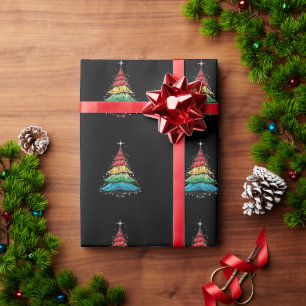 LGBTQ Pride Rainbow Flag Gay Christmas Tree Gifts Wrapping Paper