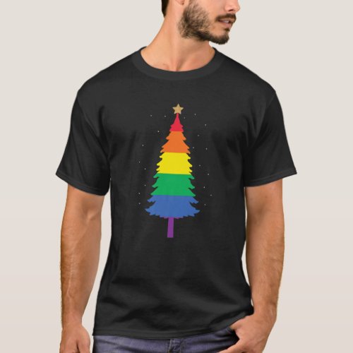 Lgbtq Pride Rainbow Flag Gay Christmas Tree T_Shirt