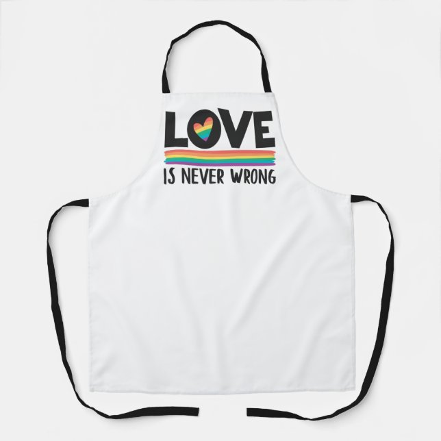 LGBTQ Pride rainbow flag Love is never wrong Apron (Front)