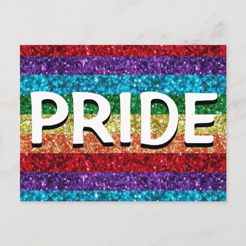 LGBTQ Pride Rainbow Glitter Postcard