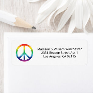 LGBTQ pride rainbow gradient peace symbol address Label
