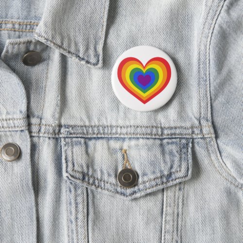 LGBTQ Pride Rainbow Heart Button