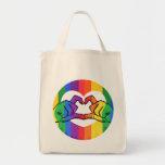 LGBTQ Pride Rainbow Heart Hands Tote Bag