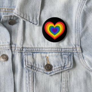 LGBTQ Pride Rainbow Heart on Black Button