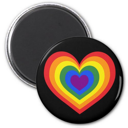 LGBTQ Pride Rainbow Heart on Black Magnet