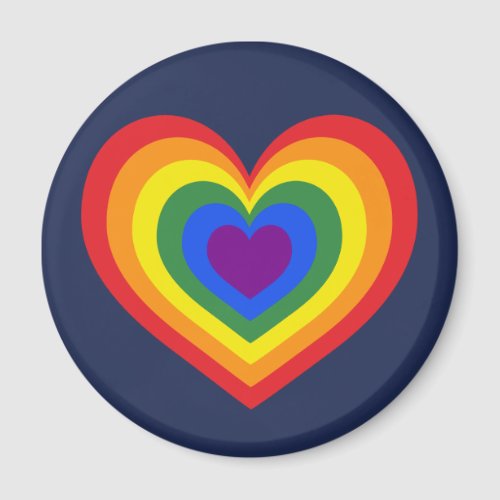 LGBTQ Pride Rainbow Heart on Navy Blue Magnet