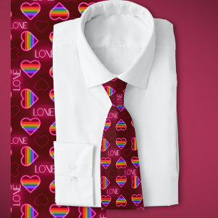 LGBTQ+ Pride Rainbow Hearts Neck Tie