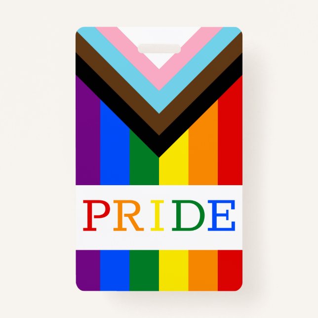 LGBTQ & Pride - Rainbow Progress Flag Badge (Front)