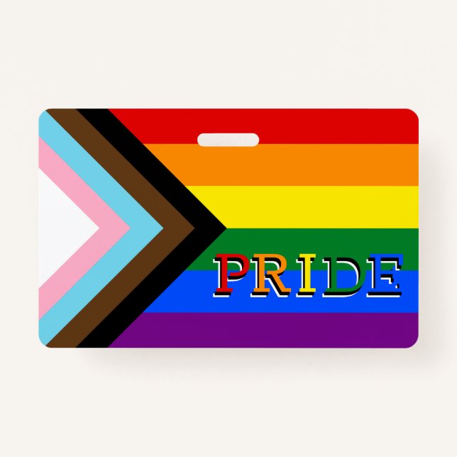 LGBTQ & Pride - Rainbow Progress Flag Badge (Front)
