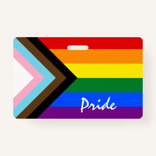 LGBTQ & Pride - Rainbow Progress Flag Badge