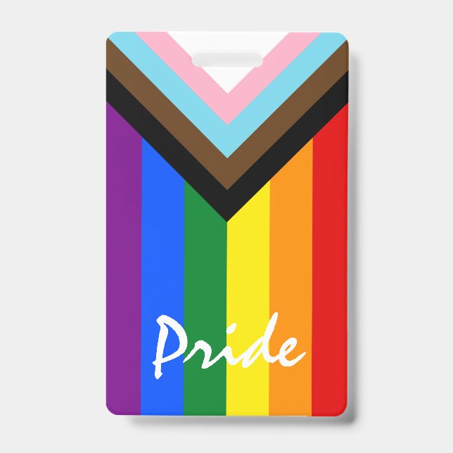 LGBTQ & Pride - Rainbow Progress Flag   Badge (Front)