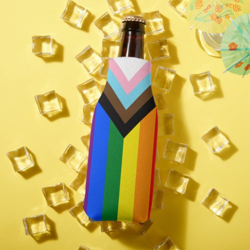 LGBTQ  Pride _ Rainbow Progress Flag Bottle Cooler