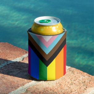 LGBTQ & Pride - Rainbow Progress Flag Can Cooler