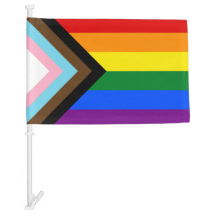 LGBTQ & Pride - Rainbow Progress Flag / Car Flags
