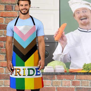 LGBTQ & Pride - Rainbow Progress Flag Chef's Apron