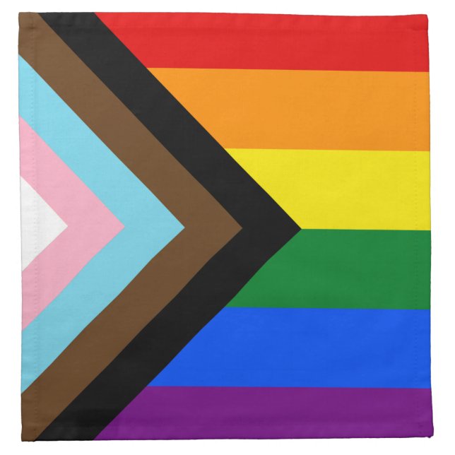 LGBTQ & Pride - Rainbow Progress Flag Cloth Napkin (Front)