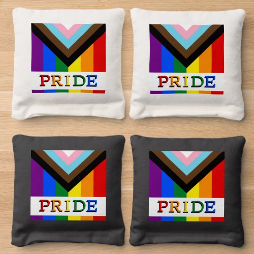 LGBTQ  Pride _ Rainbow Progress Flag Cornhole Bags