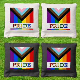 LGBTQ & Pride - Rainbow Progress Flag Cornhole Bags