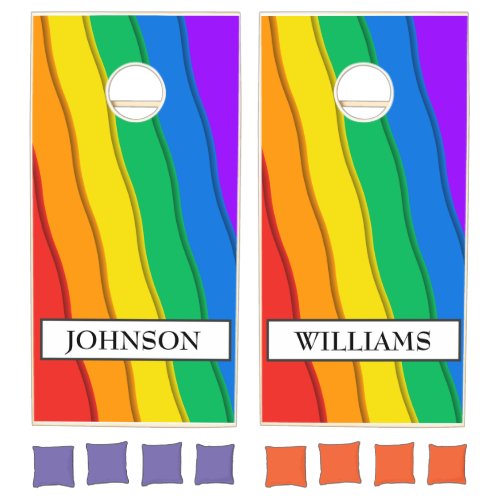 LGBTQ  Pride _ Rainbow Progress Flag Cornhole Set