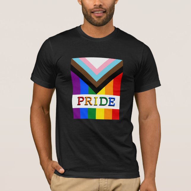 LGBTQ & Pride - Rainbow Progress Flag fashion T-Shirt (Front)