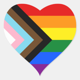 LGBTQ & Pride - Rainbow Progress Flag Heart Sticker