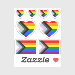 LGBTQ & Pride - Rainbow Progress Flag /Heart vinyl Sticker