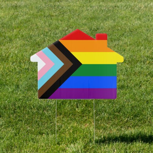 LGBTQ  Pride _ Rainbow Progress Flag House Yard  Sign