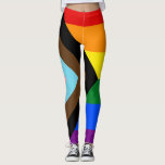 LGBTQ & Pride - Rainbow Progress Flag Leggings<br><div class="desc">Leggings: Rainbow Flag & the "Progress" variation adds a chevron along the hoist that features black, brown, light blue, pink, and white stripes to bring those communities (marginalized people of color, trans individuals, and those living with HIV/AIDS and those who have been lost) to the forefront; "the arrow points to...</div>