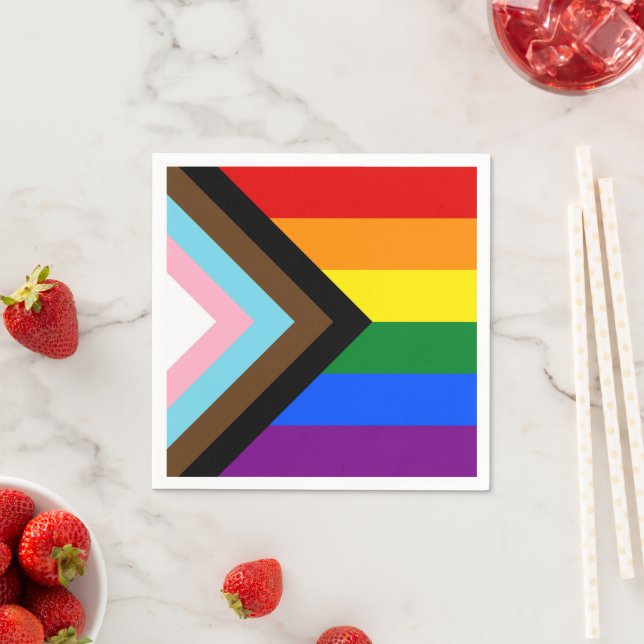 LGBTQ & Pride - Rainbow Progress Flag Napkins (Insitu)