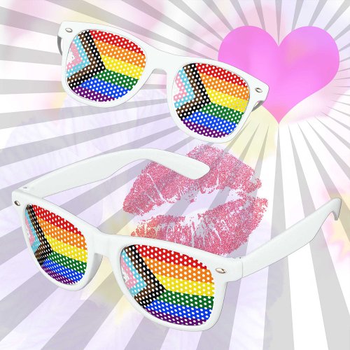 LGBTQ  Pride _ Rainbow Progress Flag  Retro Sunglasses