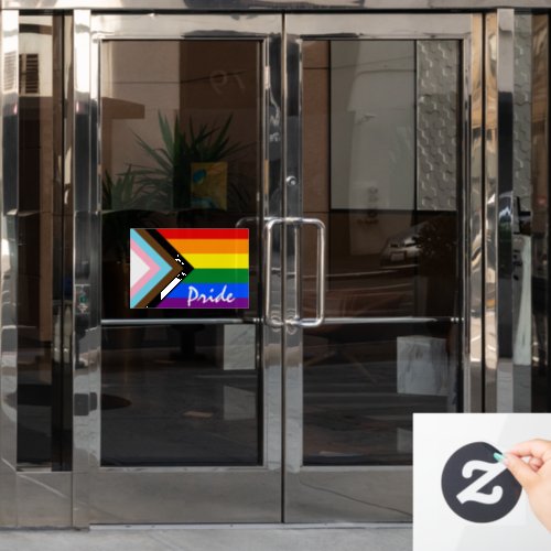 LGBTQ  Pride _ Rainbow Progress Flag  text Window Cling