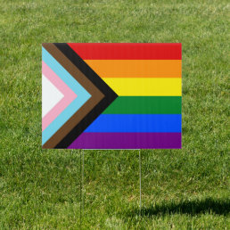 LGBTQ &amp; Pride - Rainbow Progress Flag Yard Sign