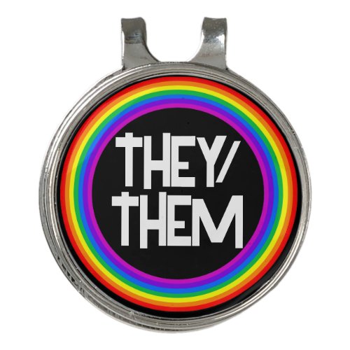 LGBTQ Pride Rainbow Pronouns They Them Golf Hat Clip