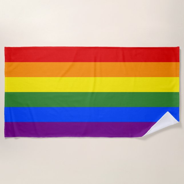 LGBTQ Pride Rainbow Stripes Beach Towel (Front)