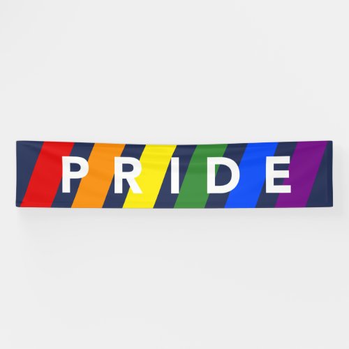 LGBTQ PRIDE Rainbow Stripes on Navy Blue Banner