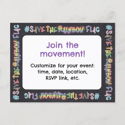 LGBTQ Pride Rally Invitation SaveTheRainbowFlag Postcard