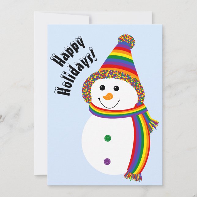 LGBTQ+ Pride Snowman Snowperson Happy Holidays Holiday Card (Front)