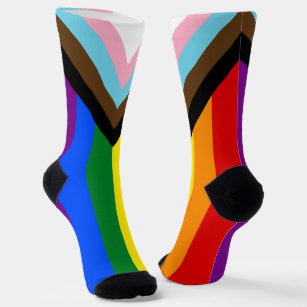 LGBTQ & Pride Socks - Rainbow Progress Flag