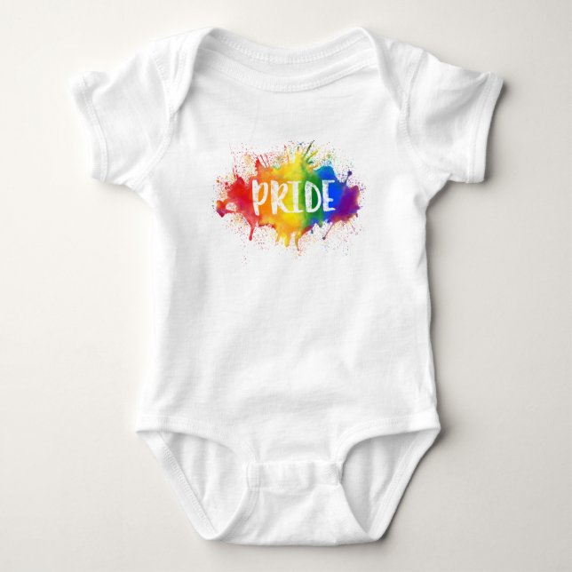 LGBTQ Pride Splash Watercolor Rainbow Bodysuit (Front)