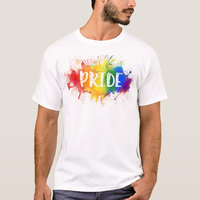 LGBTQ Pride Splash Watercolor Rainbow Shirt (Front)