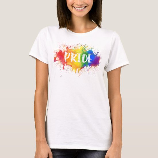 LGBTQ Pride Splash Watercolor Rainbow Tee