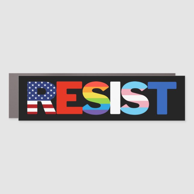 LGBTQ Pride Trans Rights Progressive Resist Trump Car Magnet (Front)