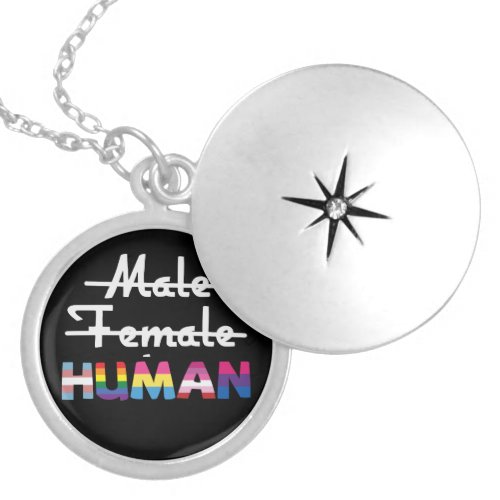 LGBTQ pride We are all human rainbow  Locket Necklace